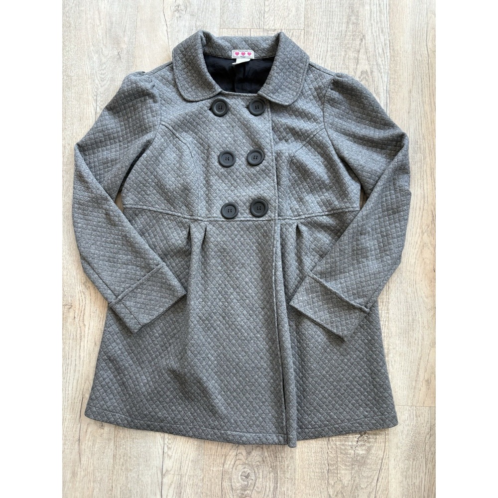 Three Pink Hearts Trixxi Babydoll Coat Women's 2XL Gray Waffle Quilted Buttons